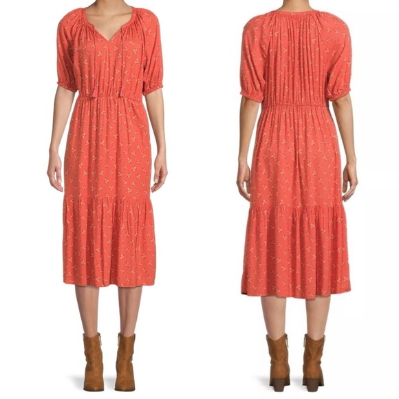 Beachlunchlounge Floral Peasant Boho A-Line Dress w/ tassel ties SIZE XXL - Picture 1 of 8